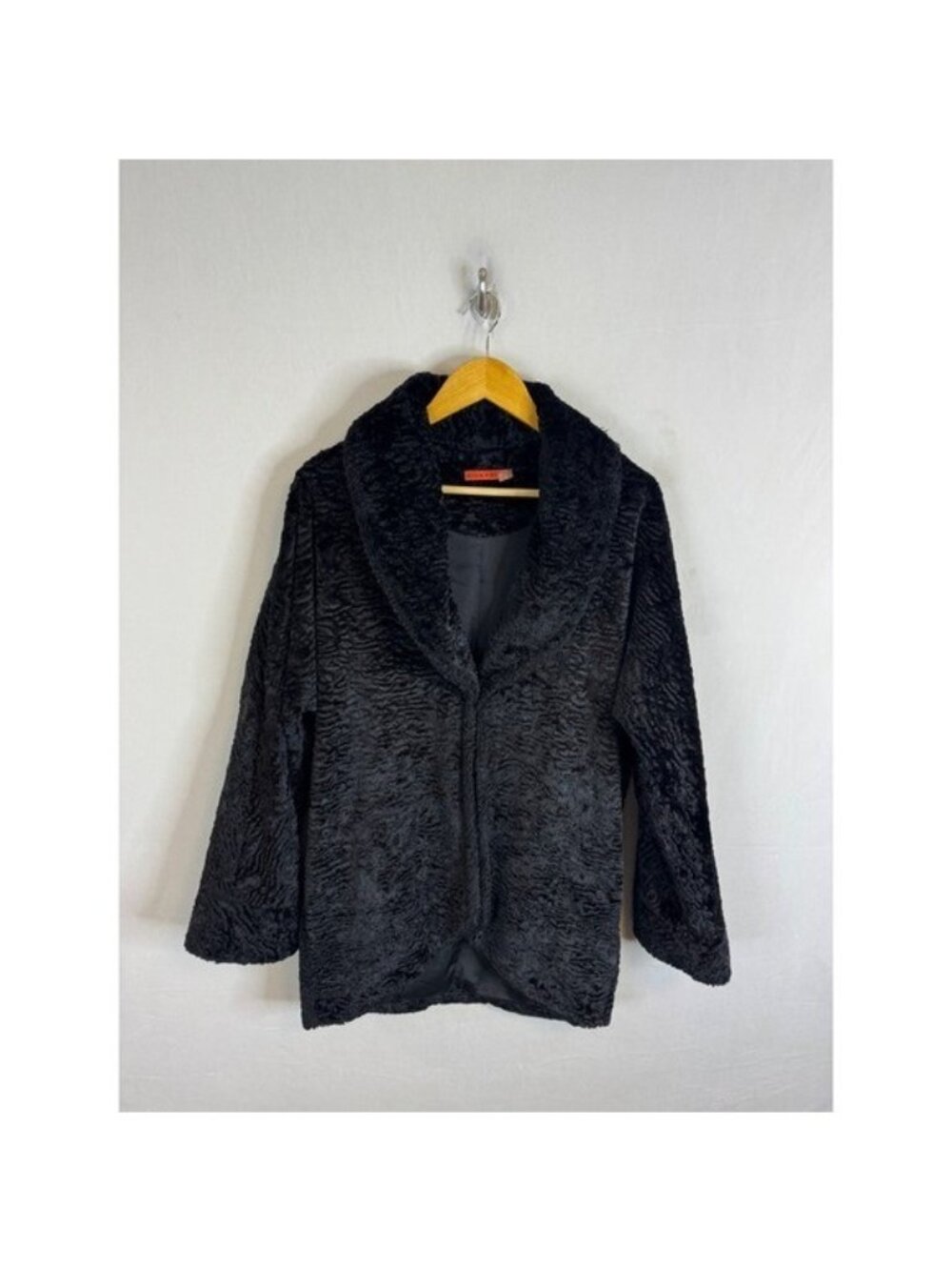 Alice + Olivia Black Faux Fur Shawl Collar Textured Coat Jacket Women S